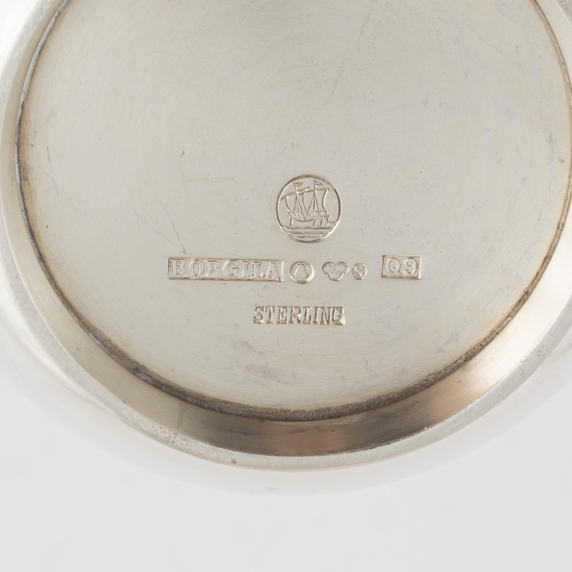 A Swedish silver vase, a bowl and a box with cover, including Atelier Borgila, Stockholm, 1966.