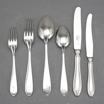 BESTICKSERVIS, 36 delar, silver, "Vasa", GAB, Stockholm 1927-1931. Total vikt ca 1705 gram.