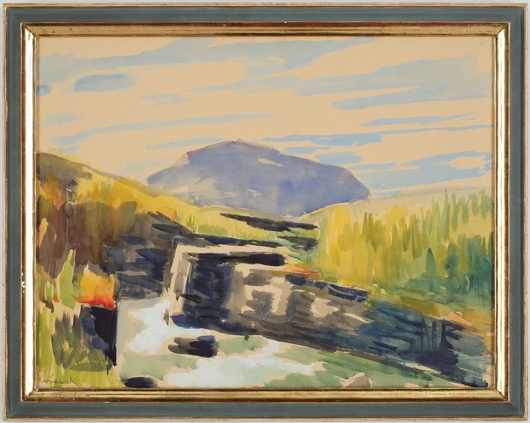 ISAAC GRÜNEWALD.  Gouache. Sign Grünewald.