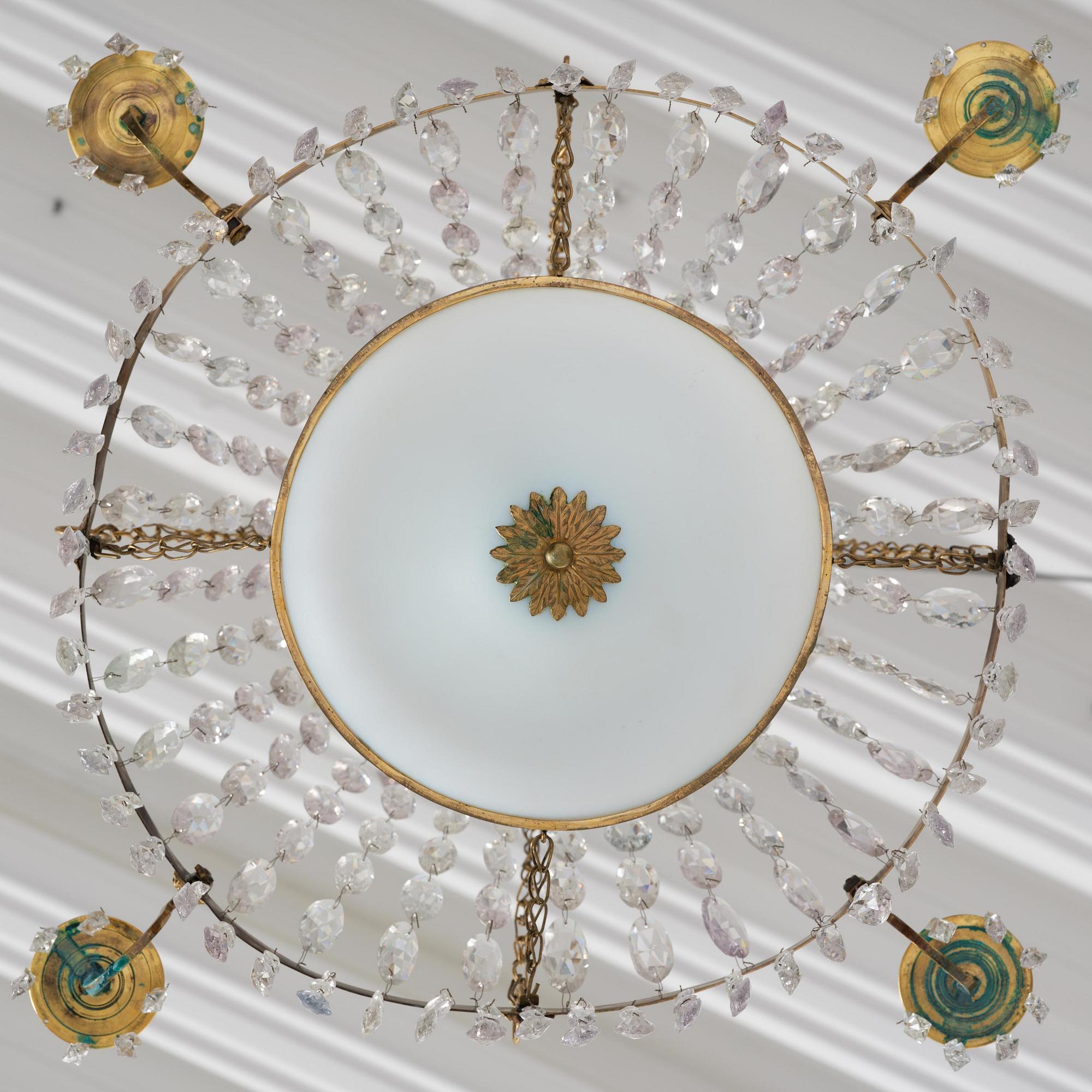 A late Gustavian five-light chandelier, late 18th century.