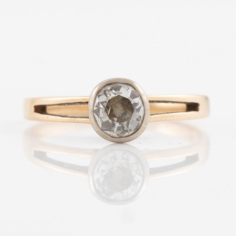 Ring, 18K gold and silver with old-cut diamond.