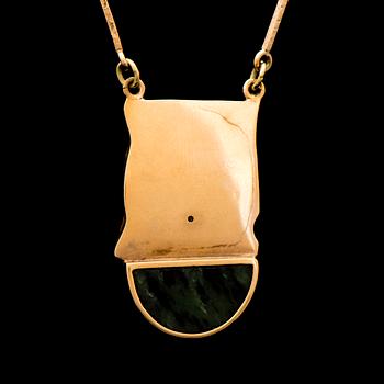 BJÖRN WECKSTRÖM, HALSSMYCKE, "Aztec", diamant, zoisit, 14K guld. Lapponia 1979.