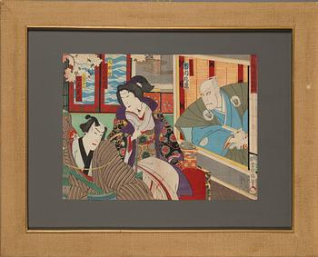 Utagawa Kunisada (Toyokuni III), Utagawa Kunisada, six woodblock prints, Kabuki actors.