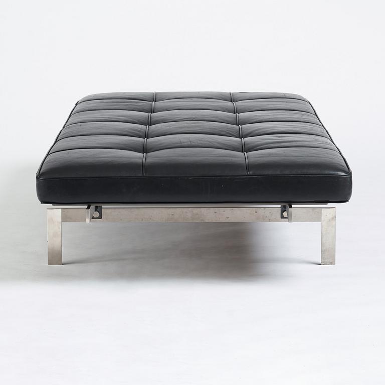 Poul Kjaerholm, a "PK-80" black leather and steel base daybed, edition Fritz Hansen, 2013.