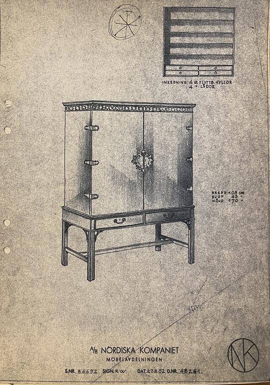 A chinoiserie bar cabinet from Nordiska Kompaniet, Sweden, 1950s.