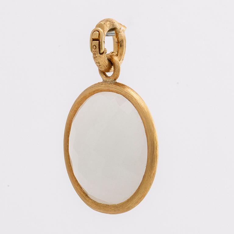 OLE LYNGGAARD, pendant, 18K gold w 1 white chequered cut stone "Nature", original box and dustbag.