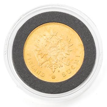 Guldmynt, Storhertigdömet Finland, Alexander III, 10 Markka 1882.