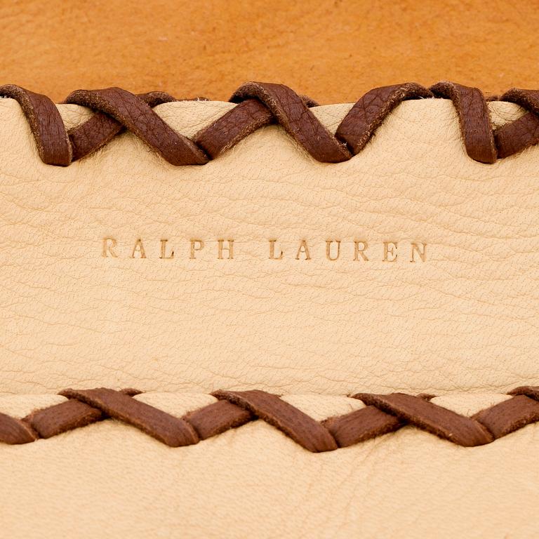 RALPH LAUREN, a yellowbeige leather fringe shoulder bag.
