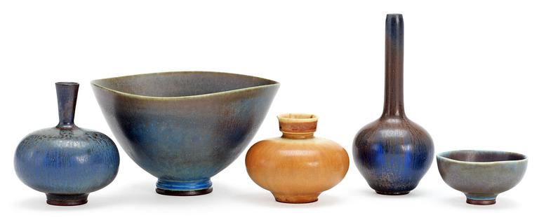Five Berndt Friberg stoneware miniatures, Gustavsberg studio 1960's.