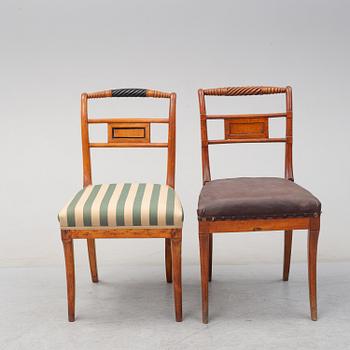 Fourteen first half of the 19th century birch chairs.