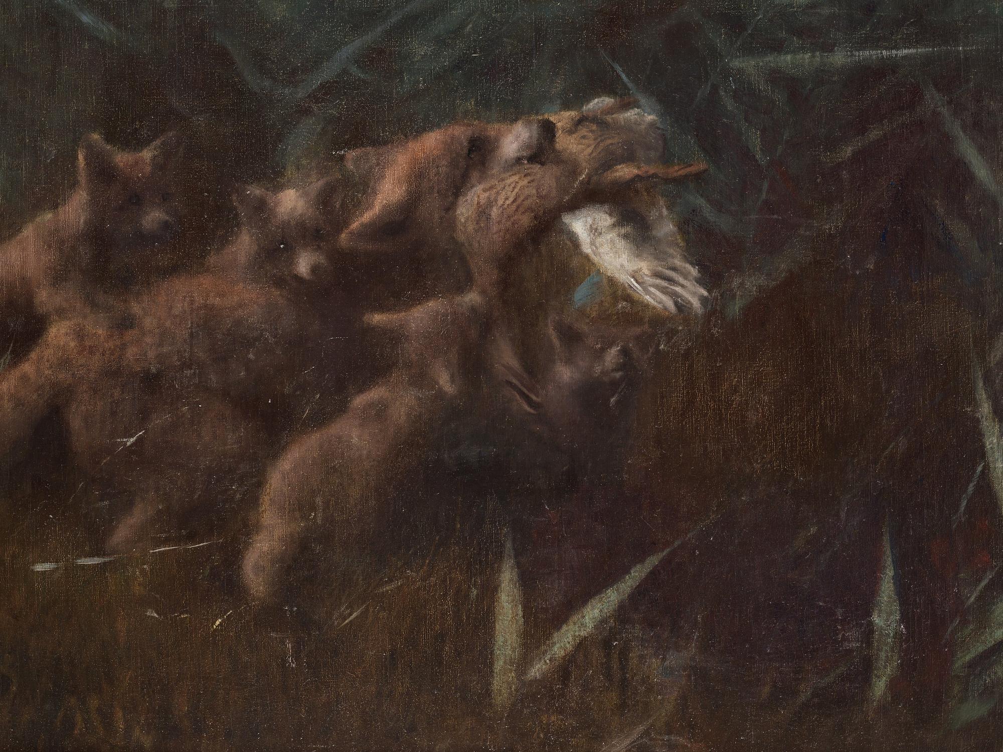 Bruno Liljefors, A family of foxes.