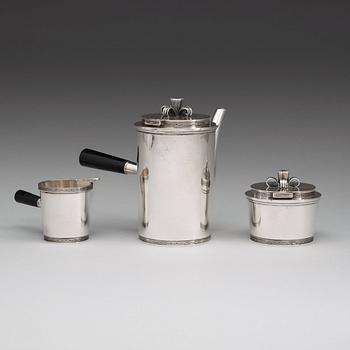 A C.F Carlman three pcs silver coffee service, Stockholm 1948.