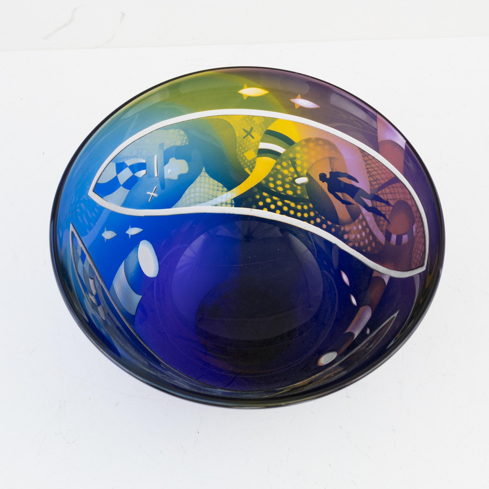 Bertil Vallien, skål, unik, Kosta, signerad.