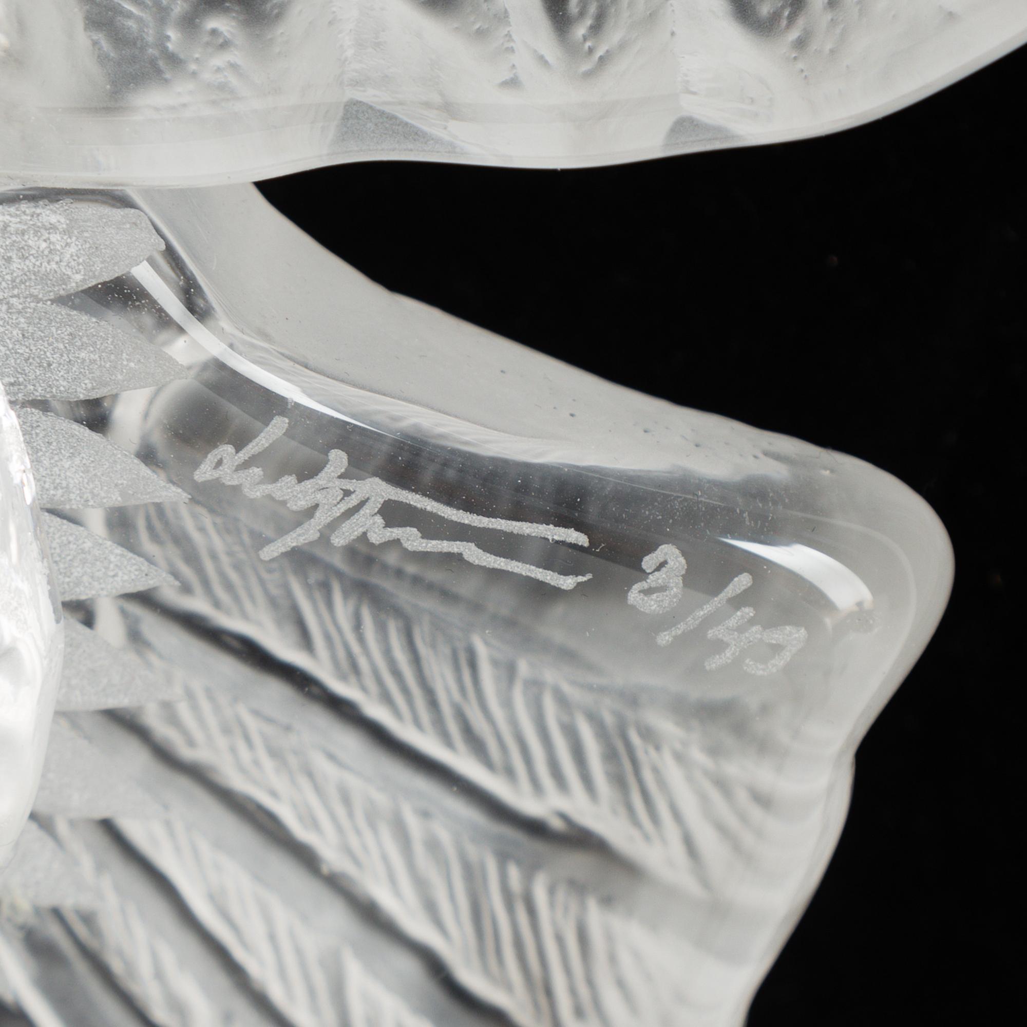 LUDVIG LÖFGREN, "Eagle", skulptur, glas och vitmetall, signerad och numrerad 8/43.