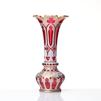 A ruby red glass vase, Russia or Bohemia, 19th century.