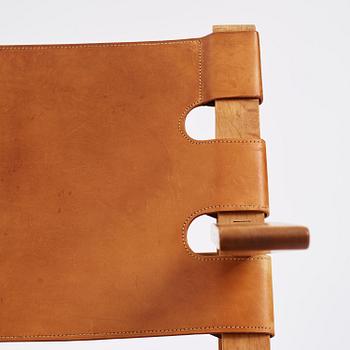 Børge Mogensen, an oak and natural brown leather easy chair model "2225", Fredericia Stolefabrik, Denmark, 1960s.