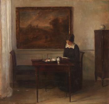 881. Carl Holsoe, Interiör med konstnärens hustru.