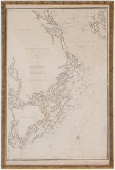 A nautical chart of the Stockholm archipelago, by Gustaf af Klint, dated in the print 1830, circa 1900.
