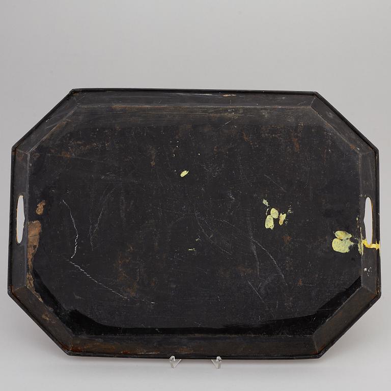 A lacquered tin tray, Sweden 19th C.