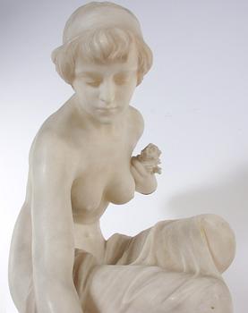 SKULPTUR, alabaster, otydlig sign.