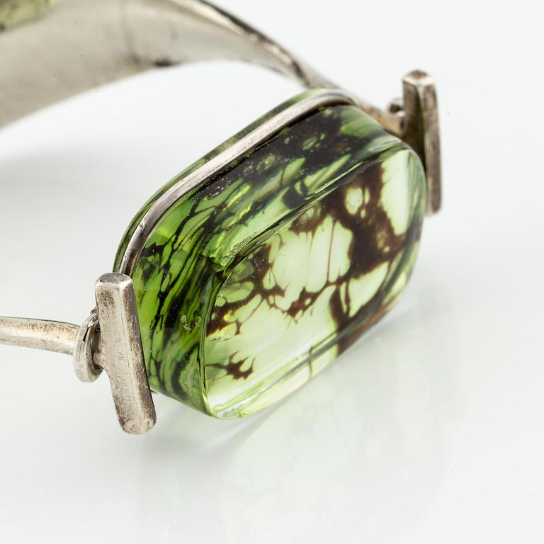 Vivianna Torun Bülow-Hübe, armband, silver och glas, egen verkstad sannolikt 1950-tal.