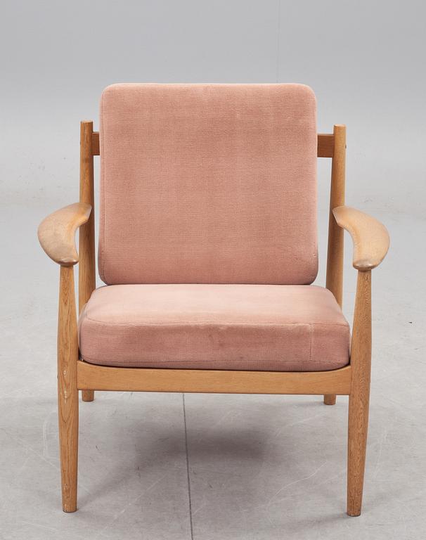 KARMSTOL, möjligen Grete Jalk, etikettmärkt France & Son, Danmark.