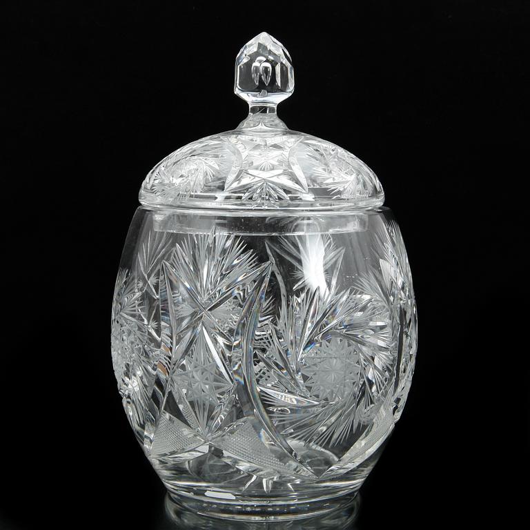 BÅLSKÅL med LOCK, glas, 1900-tal.
