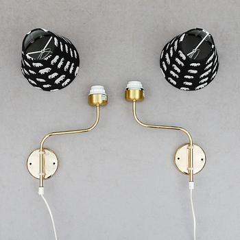 VÄGGLAMPOR, 1 par, mässing, Belid, 1900-talets andra hälft.