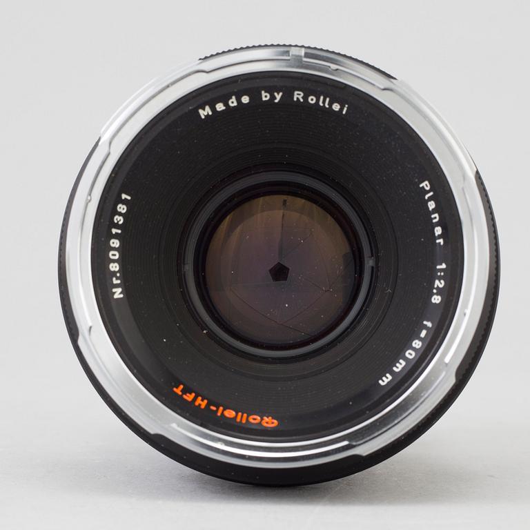 MELLANFORMATSKAMERA, Rolleiflex SL 66 E, nr 902510006, med tre objektiv.