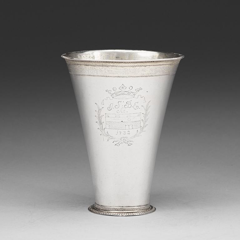 A Swedish 18th century parcel-gilt beaker, mark of Johan Henrik Florentz Orth (Göteborg 1730-1754).