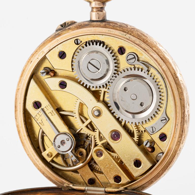 Pocket watch, 14K gold, 34 mm.