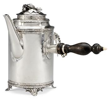 561. A Swedish 18th century silver coffee-pot, marks of Petter Eneroth, Stockholm 1782.