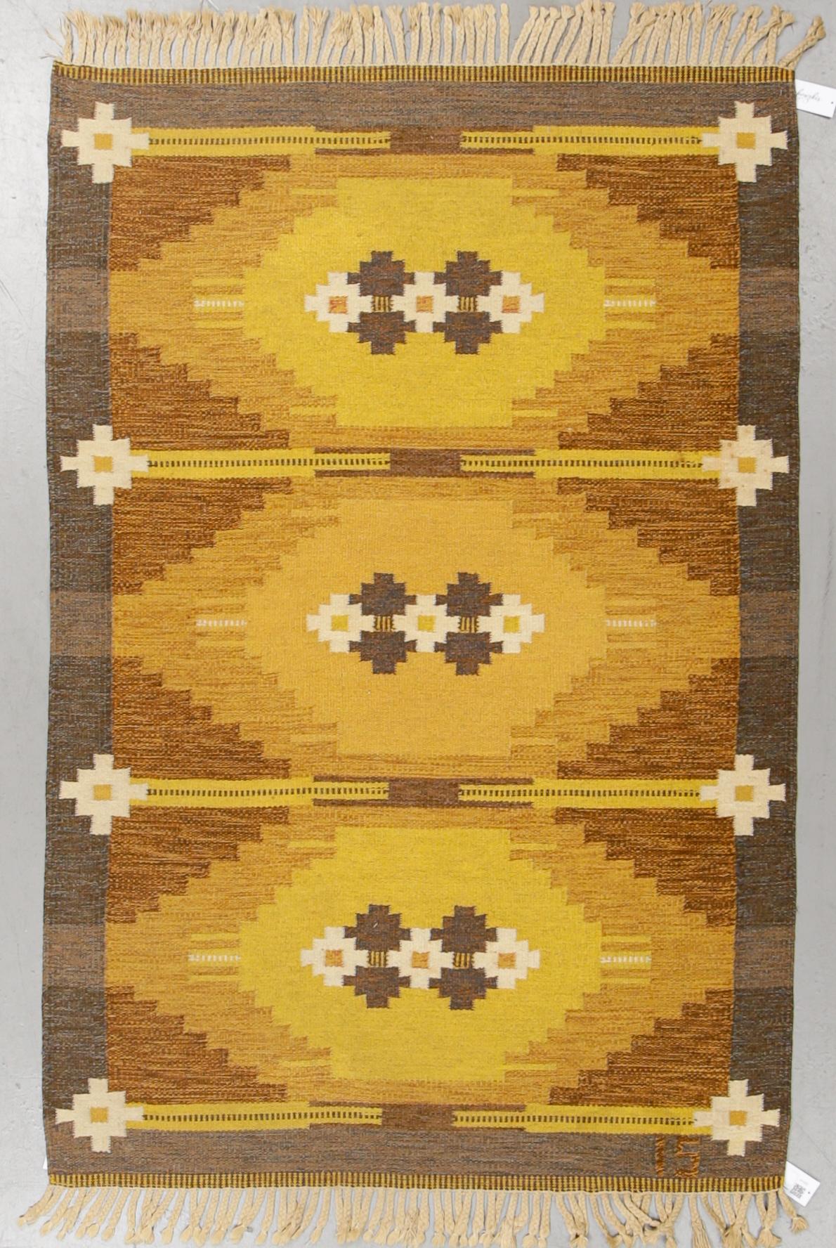 Ingegerd Silow, a carpet, flat weave, ca 201,5 x 133 cm, signed IS.