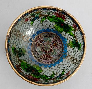 SKÅL, glas och mässing, Kina, 1800-tal.
