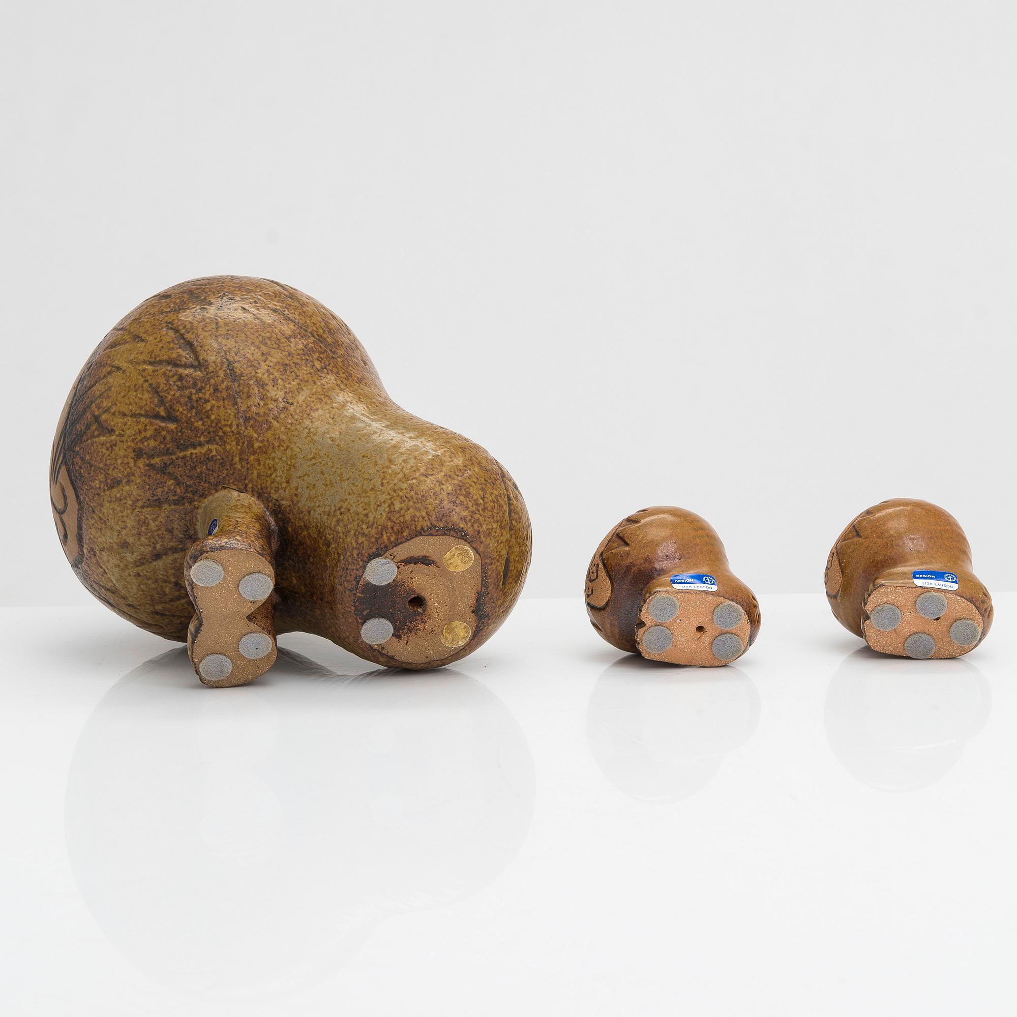 Lisa Larson, a set of three stoneware figurines, Gustavsberg.