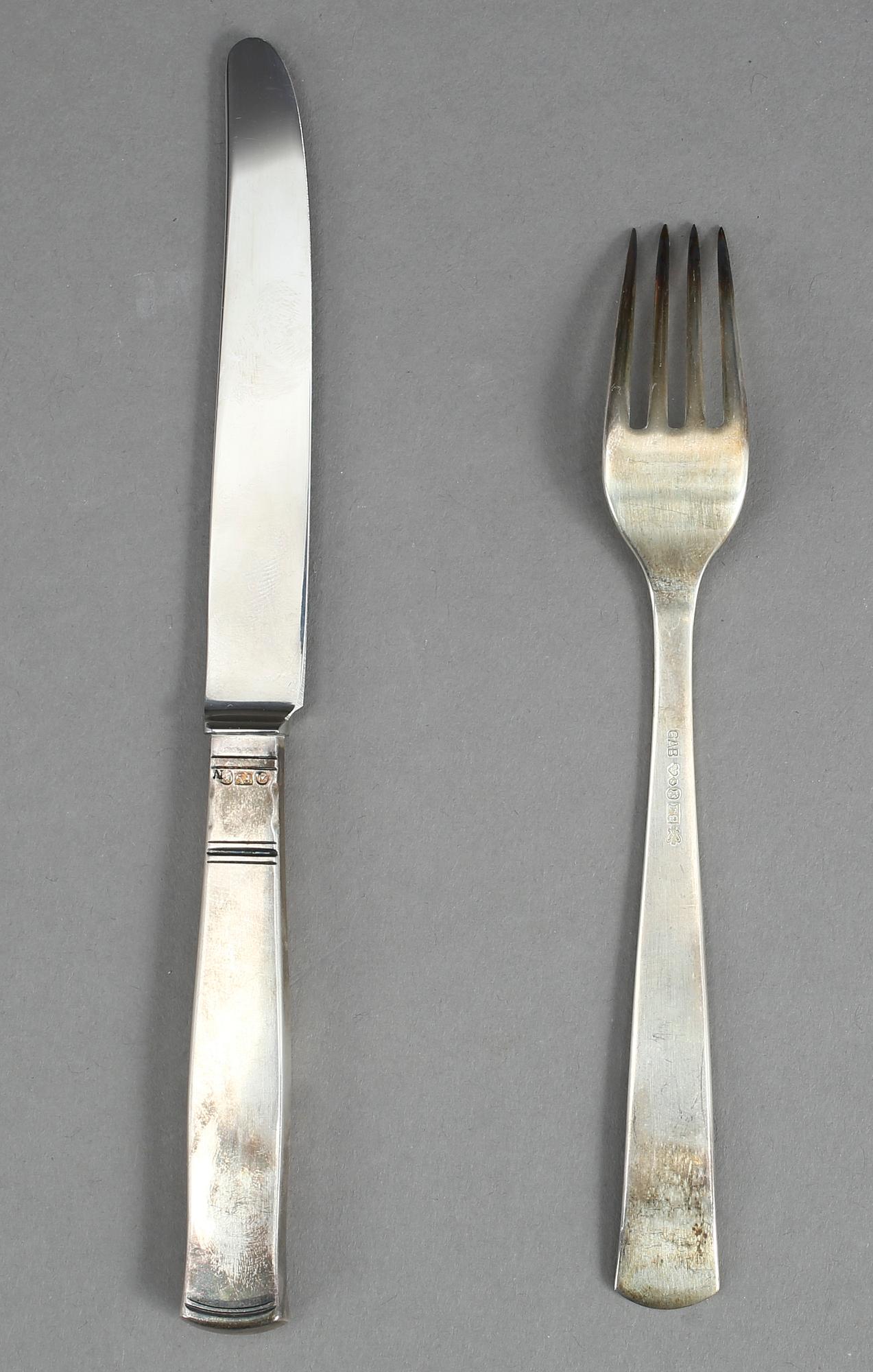 BESTICK, 12 delar, silver "Rosenholm", Guldsmedsaktiebolaget GAB, Stockholm 1956.