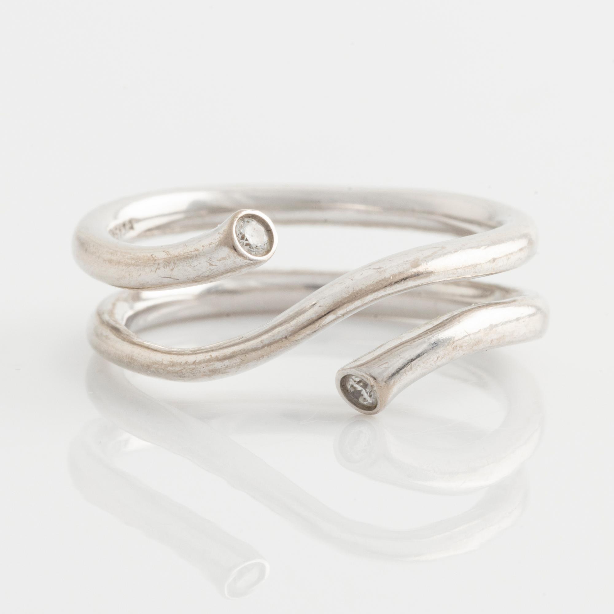 Georg Jensen, two rings, with brilliant-cut diamonds.