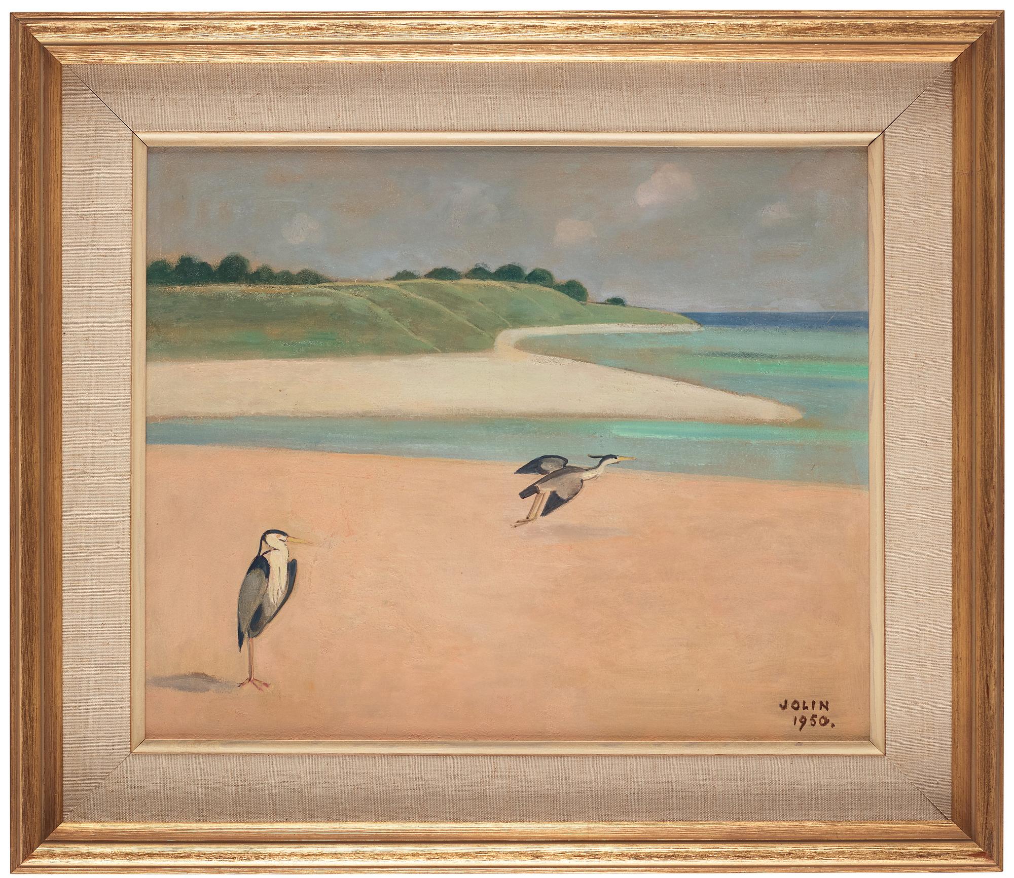 Einar Jolin, Herons on the beach.