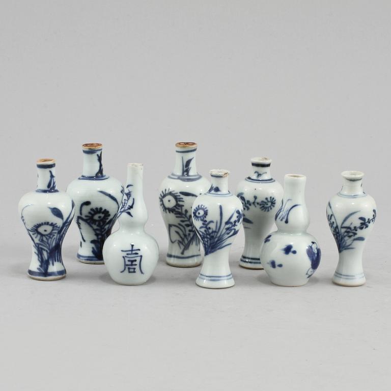 MINIATYRER, 8 st, porslin, Kina, 1800/1900-tal.