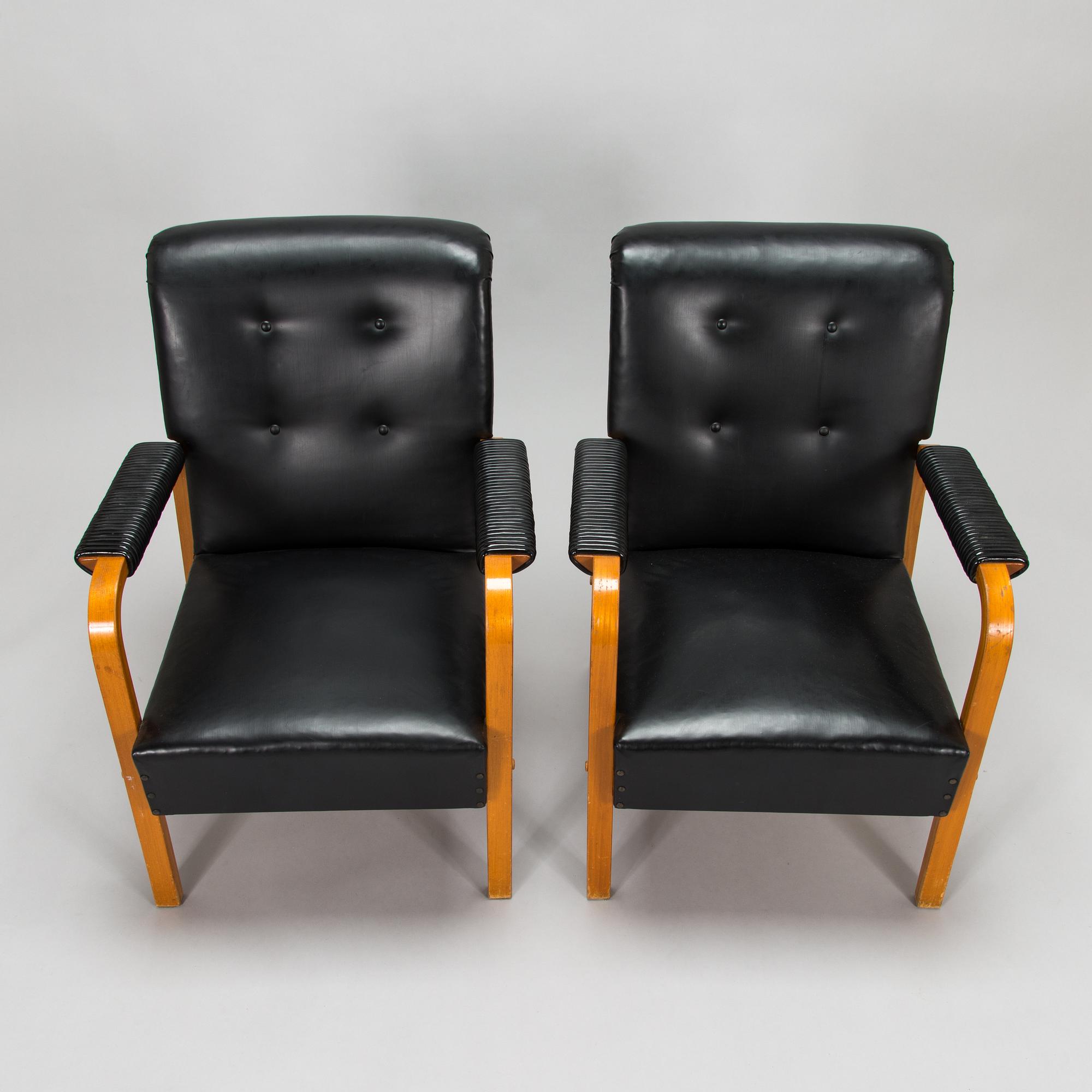 Alvar Aalto, a pair of mid-20th century '47' armchairs for, O.Y. Huonekalu- ja Rakennustyötehdas A.B.