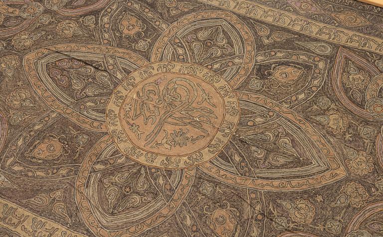 A silver embroidery tapestry, Ottoman Empire, first half of the 19th century, c. 260 x 153 cm.