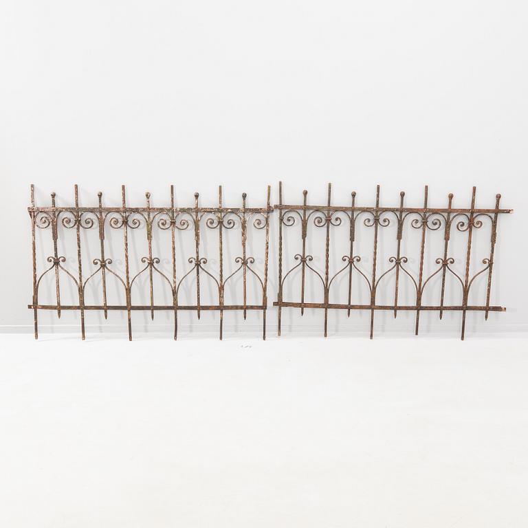 Wrought iron fence, 2 parts, 20th century.