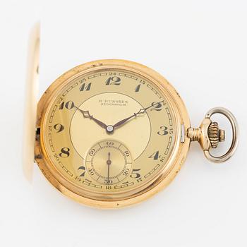 Pocket watch, H. Runsten Stockholm, lever escapement, including a ring in 18K gold.