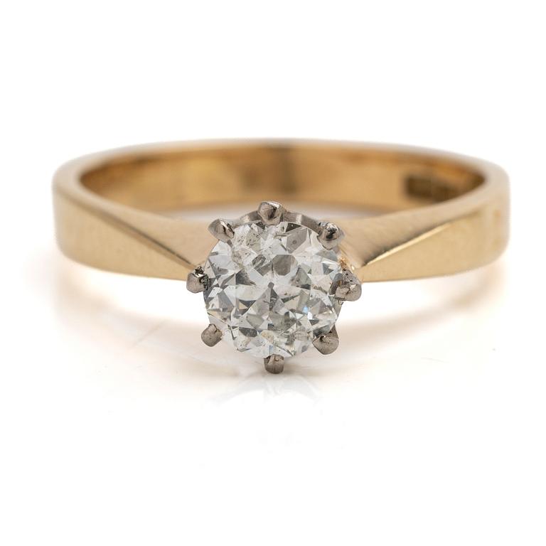 Lars-Erik Nilsson, 18K gold solitaire ring with a diamond, Ängelholm 1990.