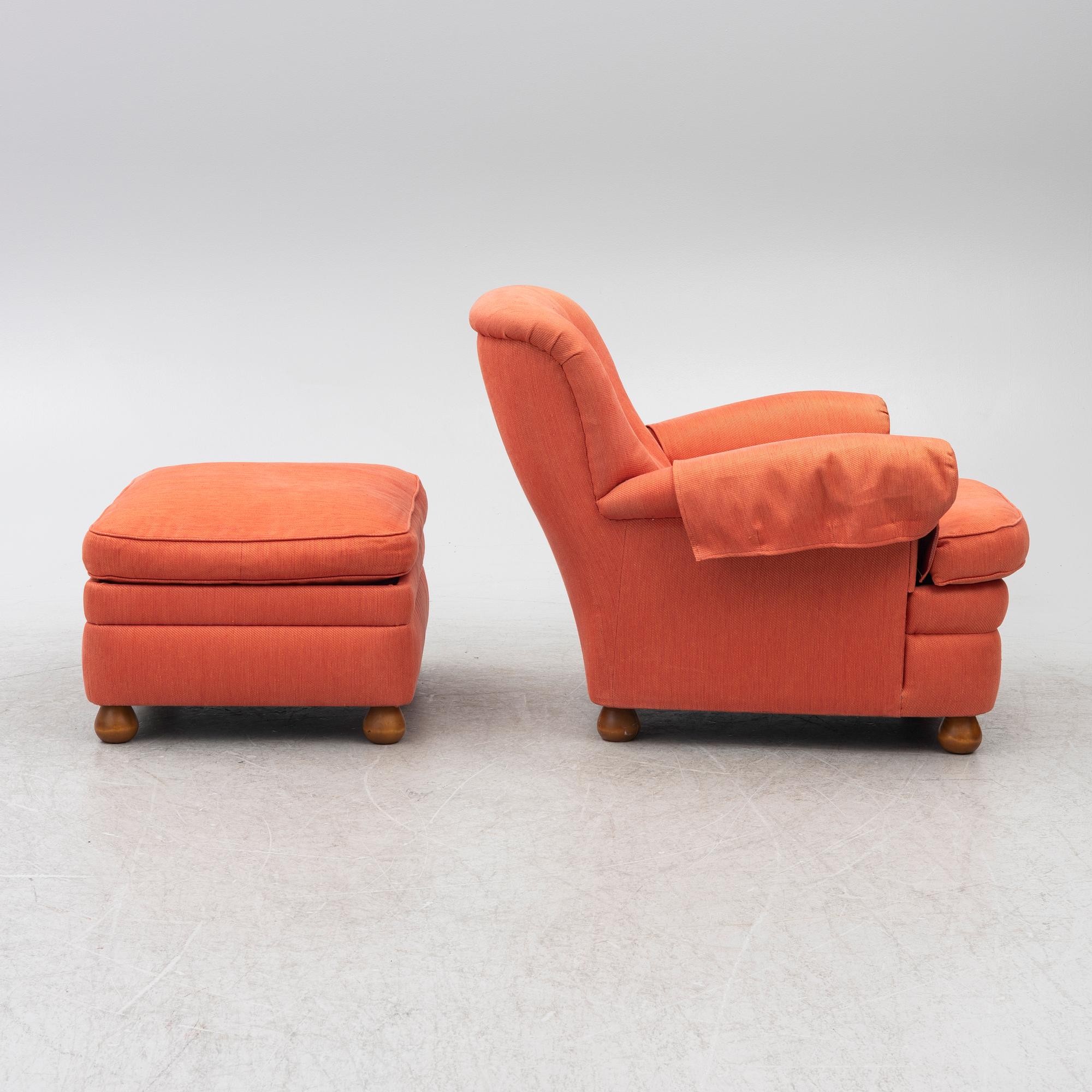 Josef Frank, Armchair with footstool, model 336, Svenskt Tenn.
