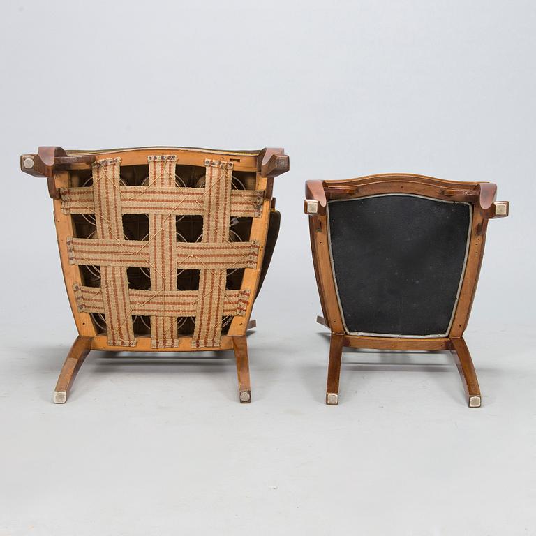 An eight piece Art Nouveau lounge suite in mahogany, Belgium/Netherlands, early 20th century.