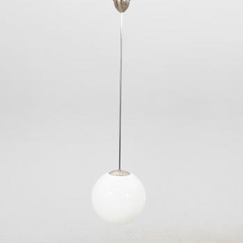 A glass and metal ceiling lamp from the 1940's/50's.