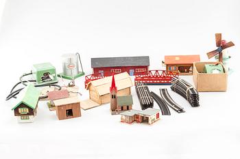 A model train set with accessories, partly Fleischmann, second half of the 20th century.