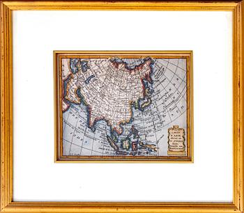 Map, Asia, hand colored copper engraving, France 18tn Century latter part.