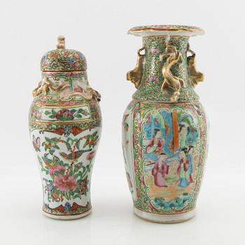 Vase and cover jar, Canton, China 20th century.